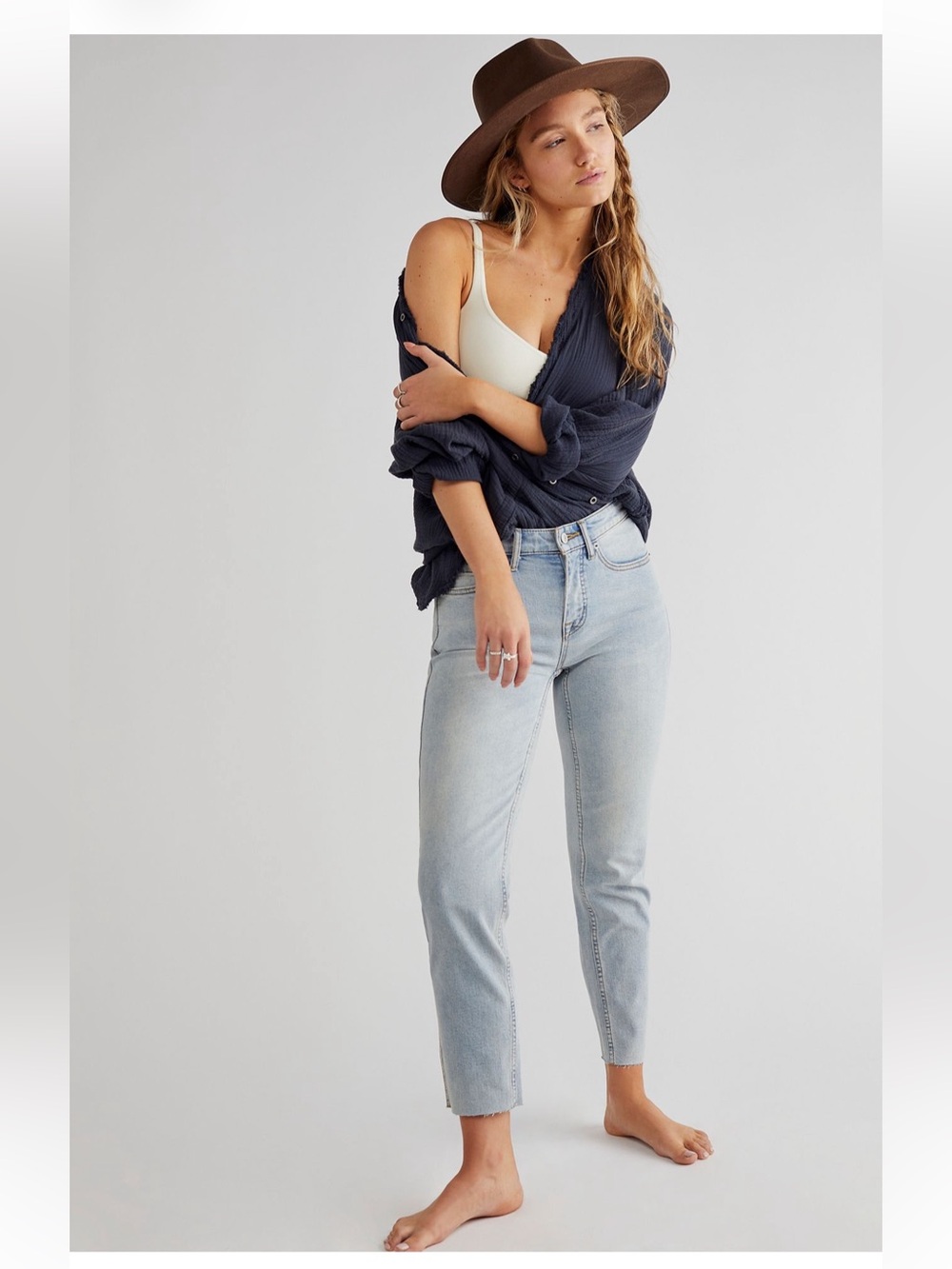 Free People CRVY High-Rise Vintage Stovepipe Jeans 32P